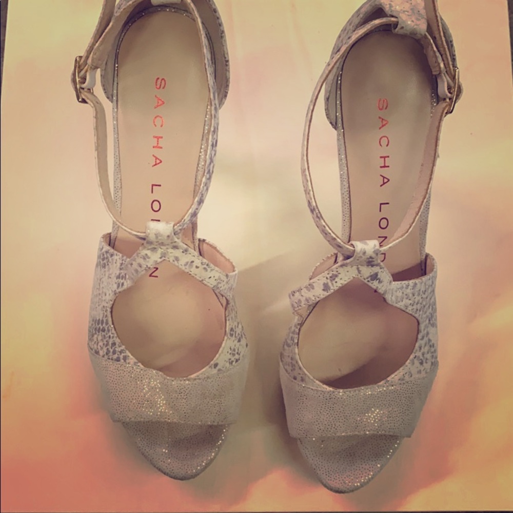 Sachs London White Snakeskin Heels